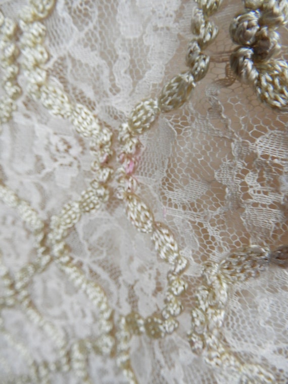 Vtg 1950's Beige Lace Embroidered Dress, Vtg Nude… - image 9