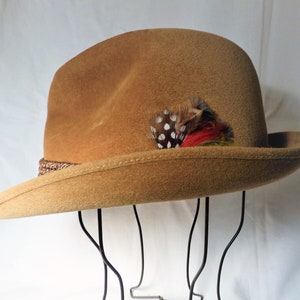 Vintage Habig Wien Velour Felt Fedora Hat Brown Austrian Rope Band Size 58 P. & C. Habig Wien Fedora Hat Handmade Austria Brown Tan  main image 2