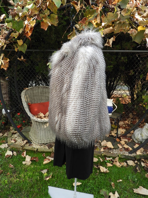 Vtg Boho Ladies Faux Fur 3 4 Sleeve Jacketblack White Fur Guess