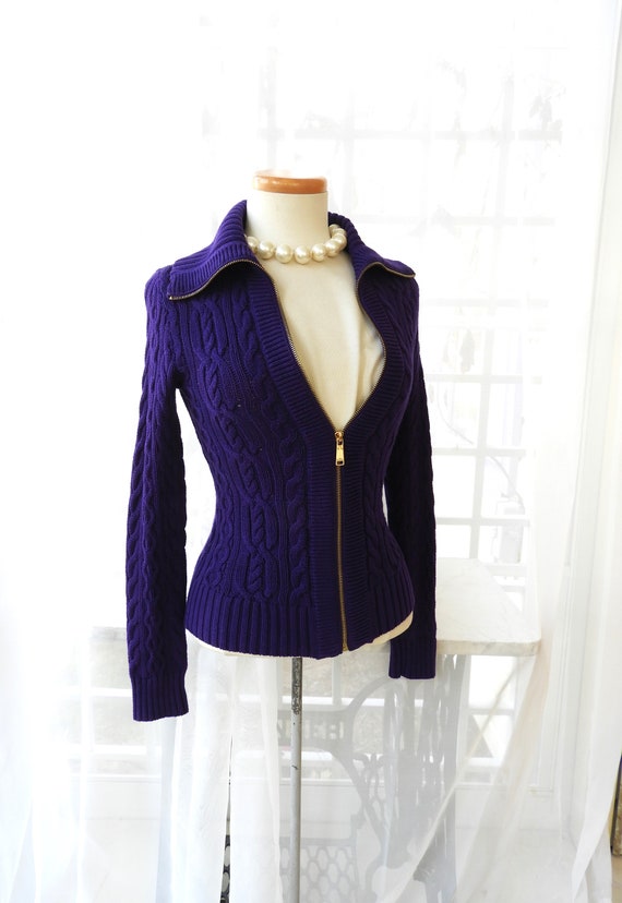 Vtg Ladies Purple Cardigan|Vtg Black Label Ralph L