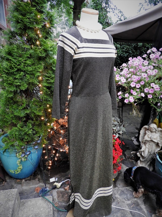 Vtg 1970's Dress, 1970's Full Length Brown Dress, 