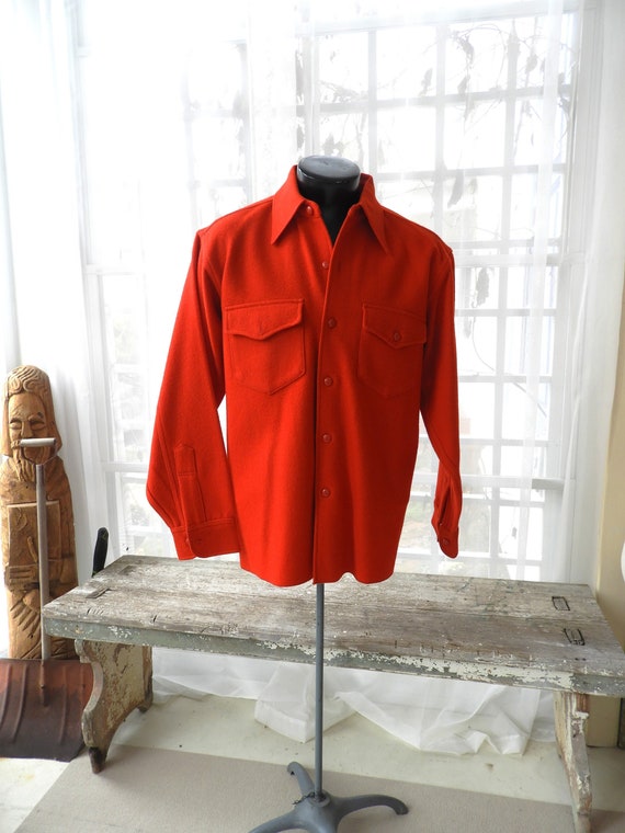 Vtg 1950's Cherry Red Men's Wool Fleece Jacket|GWG