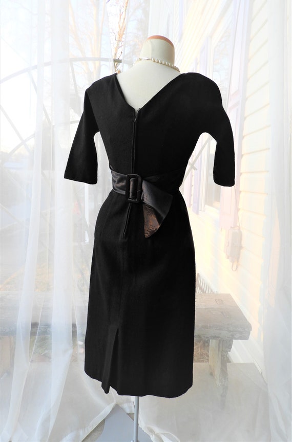 Stunning 1950's Black Bombshell 3/4 Sleeve Dress,… - image 5