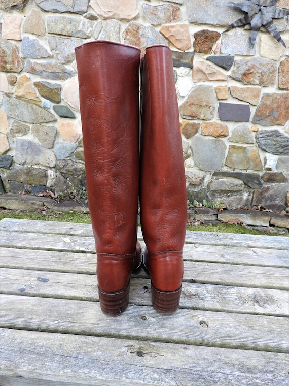 Vtg 1970's Frye Dark Brown Western Boots, Heeled … - image 6