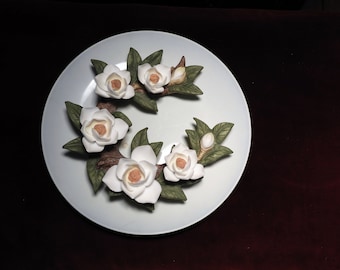Vtg Magnolia Relief Collectors Plate by Mario Bernini Seymour Mann  D 9"