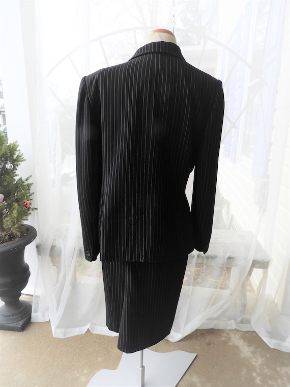 Vtg 1980's Black Pin Stripe Ladies Suit, Vtg Bill… - image 5