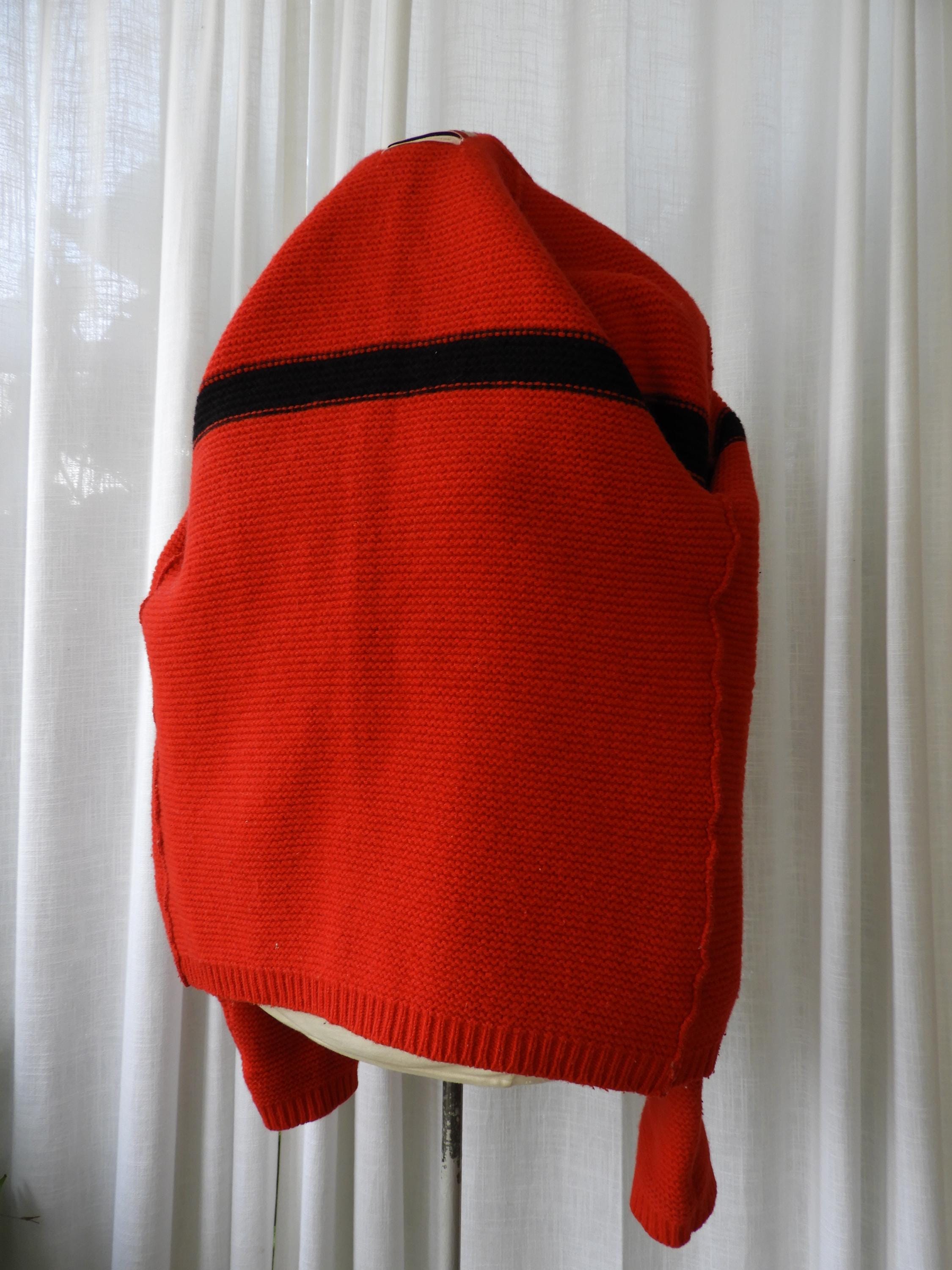 【美品】60s〜 Jantzen Shetland wool cardigan Vintage 1960s Jantzen Knit Cardigan Red Black Stripe Zip Front S/M