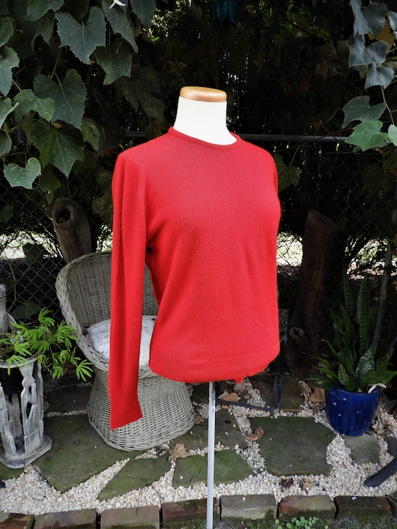 Vtg 1970's Red Ladies Sweater|Vtg Red Retro Acrlic