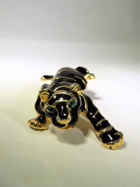 MCM  Black Tiger Pin, Stalking Panther Jewelry, G… - image 2