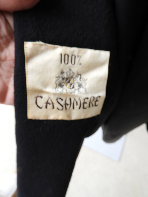 Vtg 1950's Black Cashmere A Line Ladies Coat, Vtg… - image 10