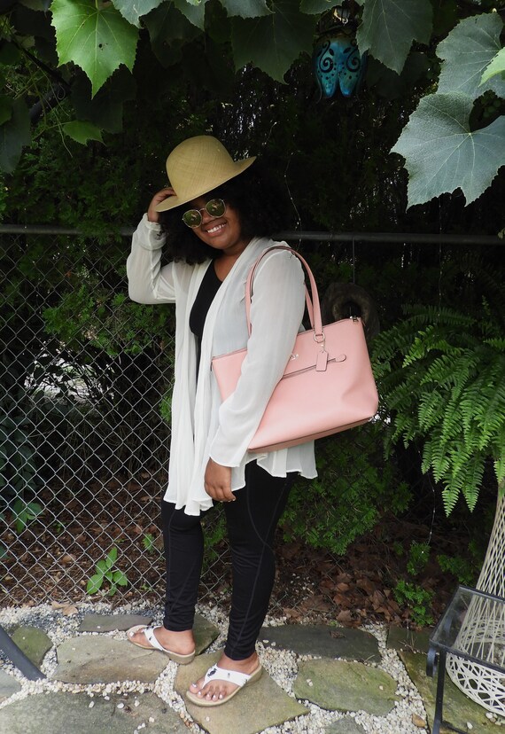Lovely Light Salmon Coach Gallery Tote Bagpink Pebble Coach