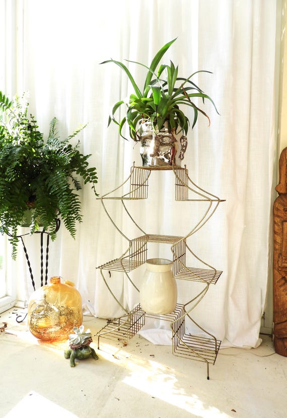 Vintage MCM Gold Metal Pagoda Plant Stand, 9-tier Retro Display - Etsy