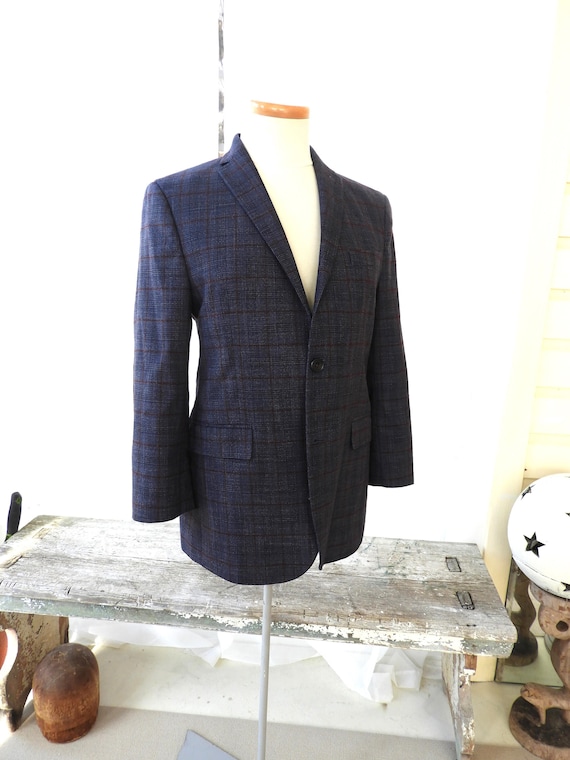 Vtg Boys Classic Blue Plaid Fitted Blazer|Vtg Ralp