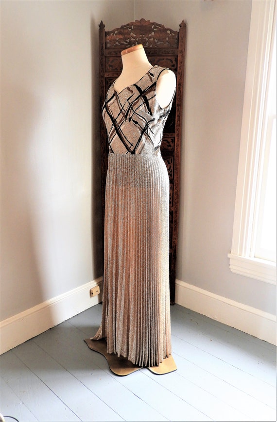 Vtg 1970's Bronze Metallic Gown, Vtg Retro Formal… - image 6