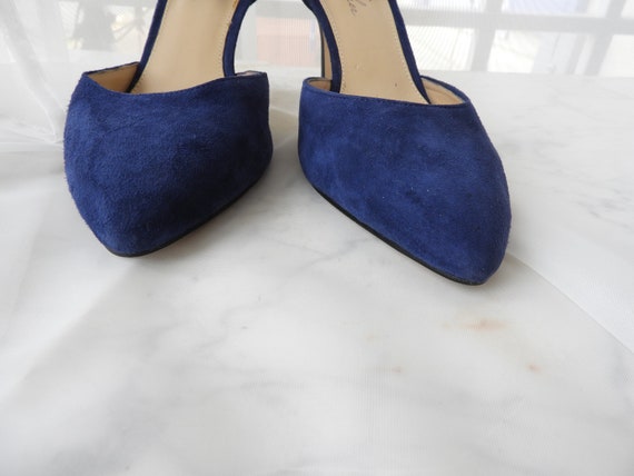 Vtg Ladies Blue Suede Stiletto Shoes|Vtg Ankle St… - image 3