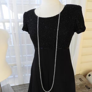 Vtg 1920&#39;s Flapper Beaded Necklace|Vtg Clear Glass Beaded Long Necklace|Antique Beaded Necklace L 29&quot;