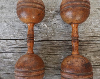 ヴィンテージ鋳鉄ダンベル（2個セット）：レトロソ連フィットネス