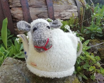 White sheep Hand Knitted Tea Cosy