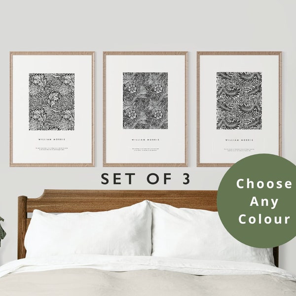 Set Of 3 William Morris Prints, Gallery Wall Set Botanical Floral Prints PS002