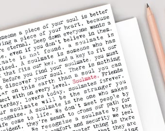 Soulmate Love Letter Card, Anniversary Card For Husband, Romantic Quotes For Your Soulmate GC855