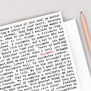 Carta de amor para alma gêmea, cartão de aniversário para marido, citações românticas para sua alma gêmea GC855