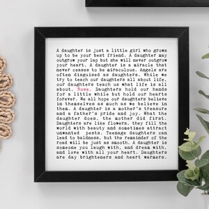 Daughter Quotes Wordy Art Print, Black and White Wall Decor, Birthday Gift, Mother and Daughter, Sentimental Typography AP248