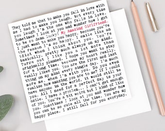 Romantic Girlfriend Card with Heartfelt Quotes For Valentine's Day GC853