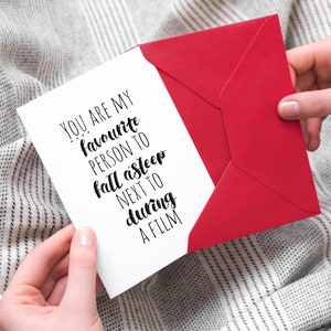 Favourite Person To Fall Asleep Next To Card, Film Movie Night, Funny Valentine's Day Cards for Couples GC510-L image 1