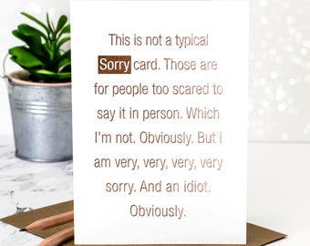 Sorry Card, Apology Card Metallic Rose Gold Foil GC384