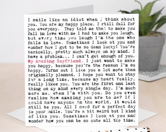 My Amazing Boyfriend Birthday Card, Romantic First Anniversary Card for Him, Love Quotes GC854