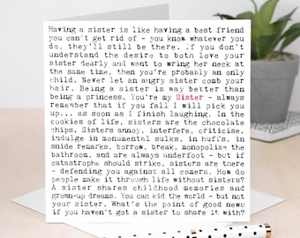 Sister Quotes Card for Birthdays or Any Occasion GC565
