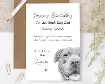 Personalised Staffy Dog Dad Birthday Card GC338-1