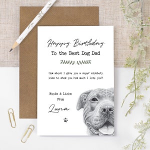 Gepersonaliseerde Staffy Dog verjaardagskaart vader GC338-1