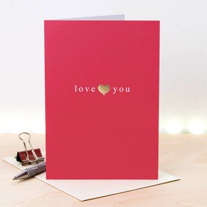 Luxus Love You Karte, süßes Metallic Goldfolie Herz GC648