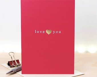 Love You Card, Gold Foil Heart GC648