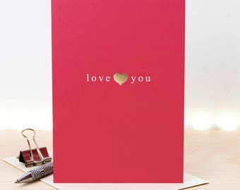 Luxury Love You Card, Cute Metallic Gold Foil Heart GC648