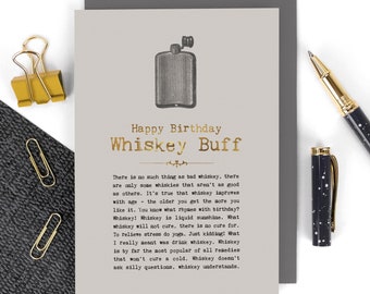 Funny Whiskey Birthday Card, Vintage Hip Flask, Cards for Grandads GC011-1