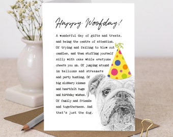 English Bulldog Birthday Card In Party Hat GC520-1