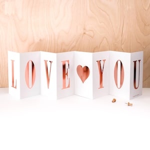 Love You Card, Anniversary Gold Foil Fold Out Banner CC021