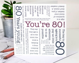 80th Birthday Card With Funny Quotes About Growing Older GC571