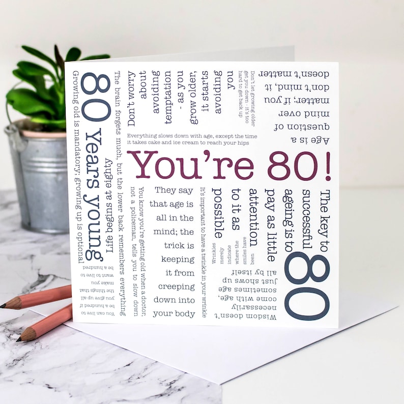 80th Birthday Card Gc571 Etsy 