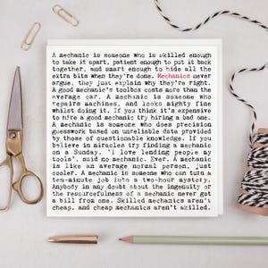 Biglietto con citazioni divertenti sul meccanico GC1859