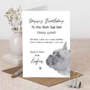 Cartão de aniversário personalizado para pai de cachorro Frenchie, cartão de aniversário de Bulldog Francês GC332-1