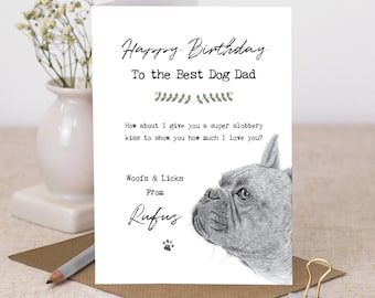 Personalised Frenchie Dog Dad Birthday Card, French Bulldog Birthday Card GC332-1
