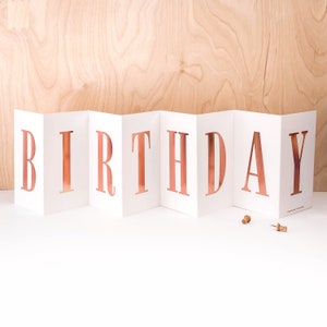 Carte d'anniversaire métallique, carte en accordéon de luxe dépliable CC018