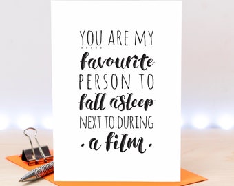 Boyfriend Card 'You Are My Favourite Person To Fall Asleep Next To Card' - Husband Card GC510