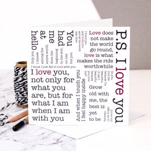 P.S.: I Love You Karte, herzliche Liebe Zitate, Valentinstag oder Jahrestag GC016