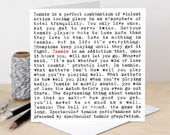 Tennis Quotes Greeting Card, For Sport Lovers, Birthday Or Just Because GC1628