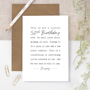 Carte des 50 ans, 50 ans, citation positive aimable pour un ami ou une soeur GC886-1