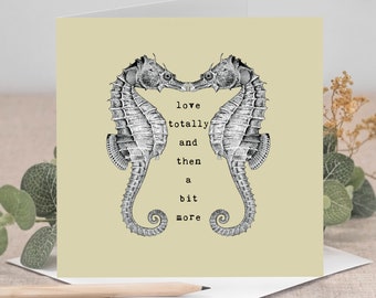 Seahorse Love Card, Love Totally, Cute Valentine's Day Cards for Couples GC196-1